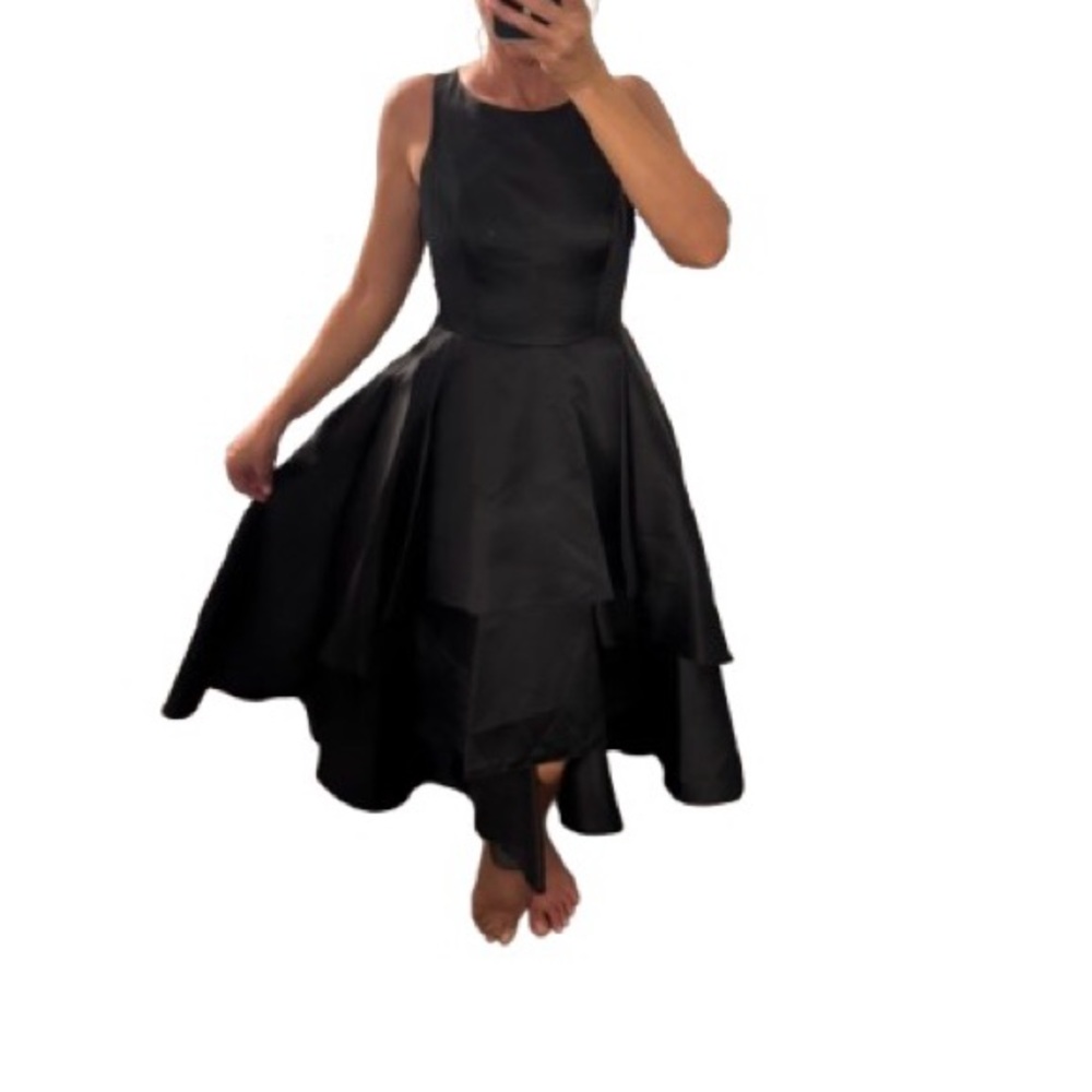 Adrianna Papell Black High-Low Fit-and-Flare Dress